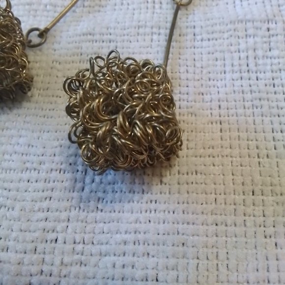 STERLING SILVER MESH HOOP EARRINGS Vintage 1990 (J20 ) - Picture 2 of 4